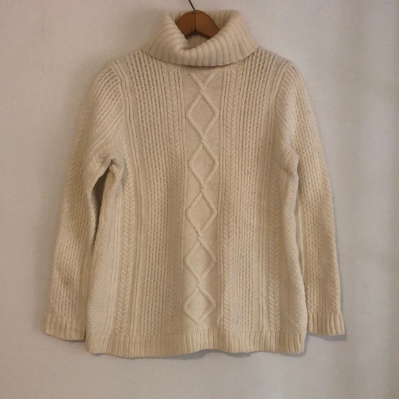 Talbots Ivory cable knit turtle neck-LP - Picture 1 of 4